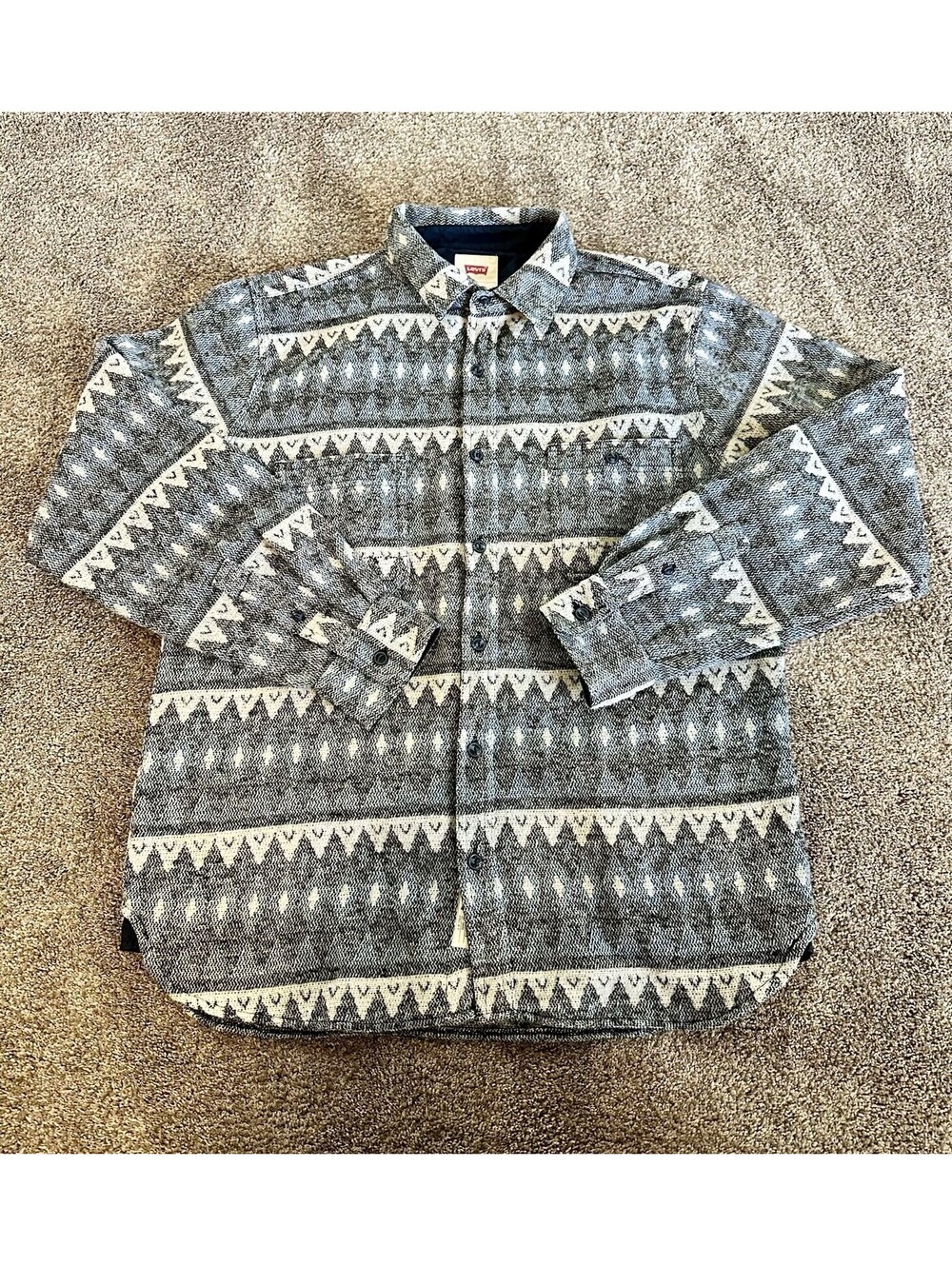 Levi’s Shirt Men’s Large L Aztec Navajo Woven Southwestern Wool Blend Cowboy